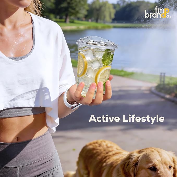 Fit Meal Prep 100 Pack 16 oz Round Bottom Clear Plastic Cups