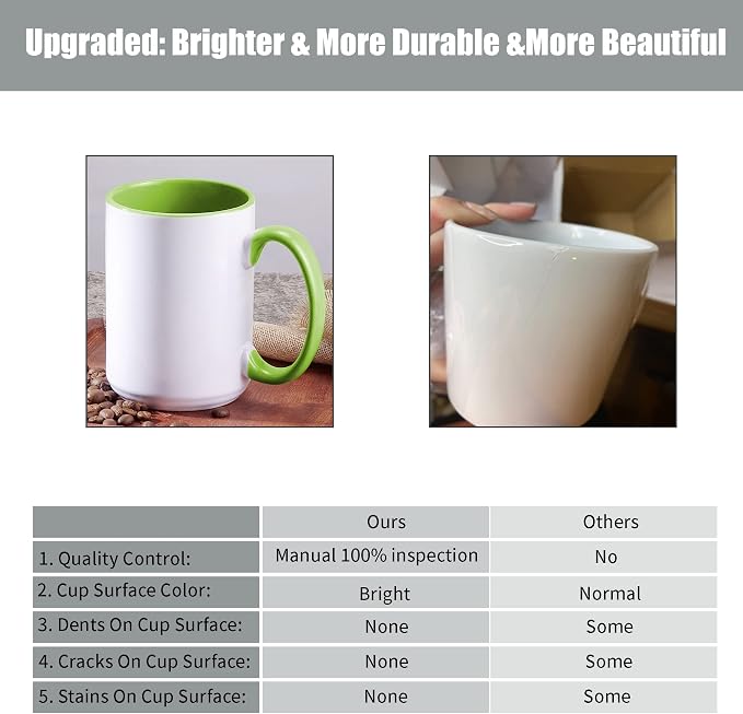 TANGLONG 15oz Sublimation coffee Mugs-6 Assorted Colors Magic cupSet of 12 |
