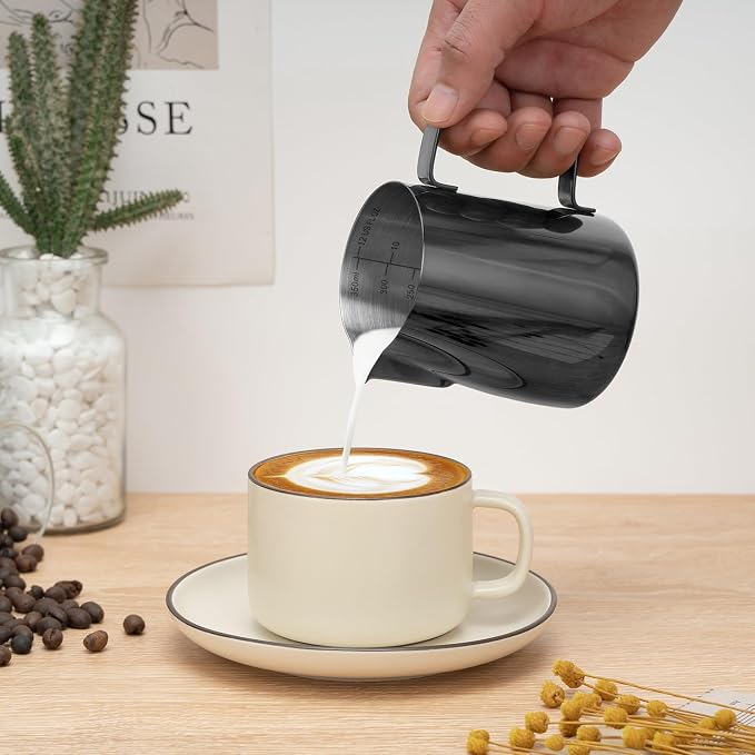 Amrules Milk Frothing Pitcher, 12 oz Milk Frother Cup