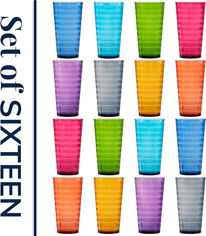 US Acrylic Splash 18 ounce Plastic Stackable Water Tumblers in Jewel Tone
