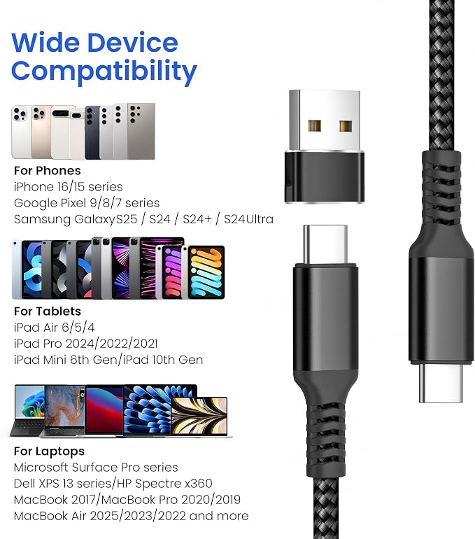 Elebase USB Type C to C 100W Cable 10FT