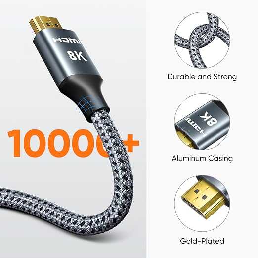 ARISKEEN 8K HDMI Cable 15 FT, 48Gbps High Speed HDMI 2.1 Cable, 8K 60Hz