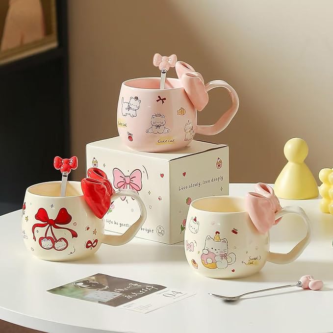 DTIUYIOP-Cute WhiteCat Ceramic Coffee Mug