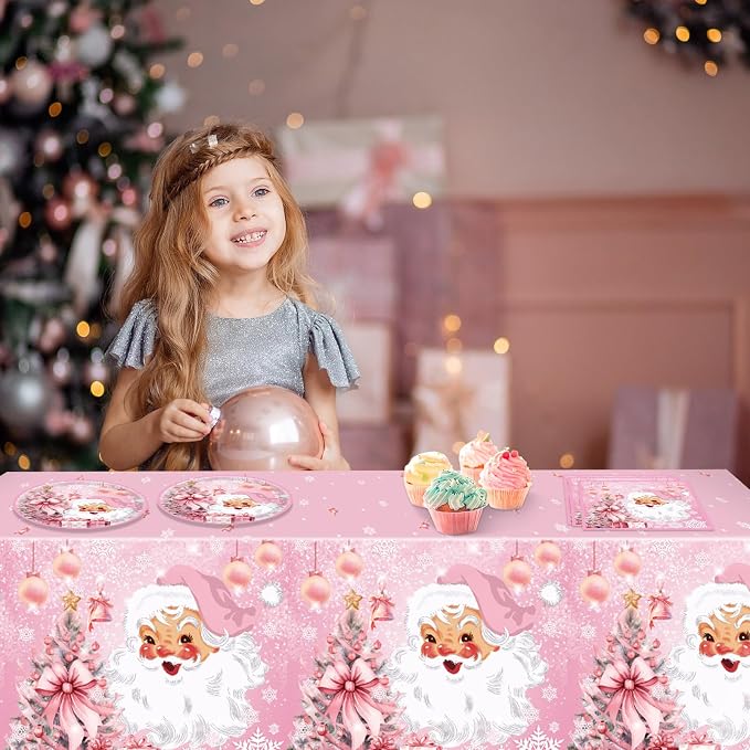 41Pcs Pink Christmas Party Decorations Christmas Tree Santa Claus Snowflake