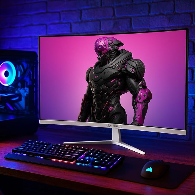 CRUA 27" Curved Gaming Monitor, FHD 1920x1080P, 165Hz/200Hz Computer Monitor