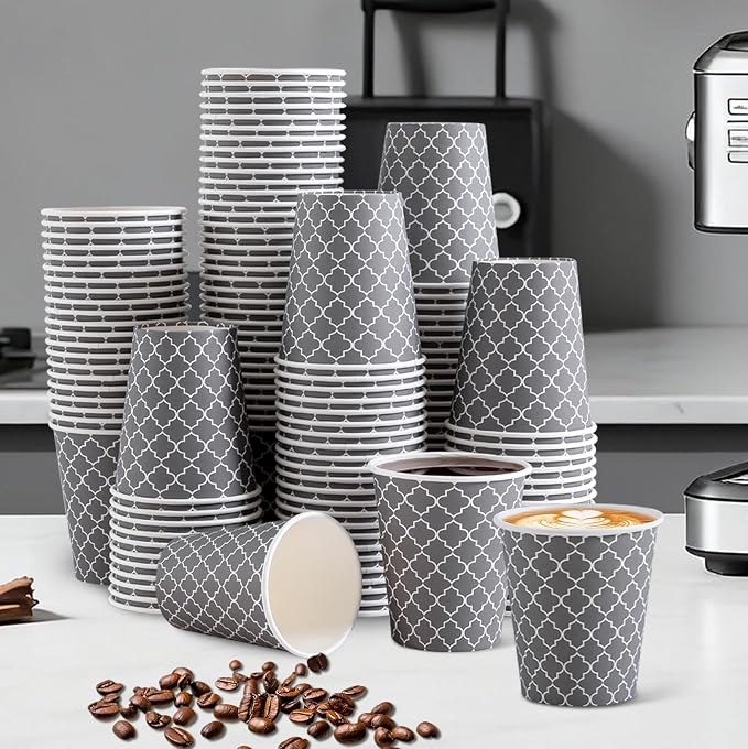 Lamosi Coffee Cups 10 oz 200 Pack, Disposable Paper Coffee Cups, Hot Cups |