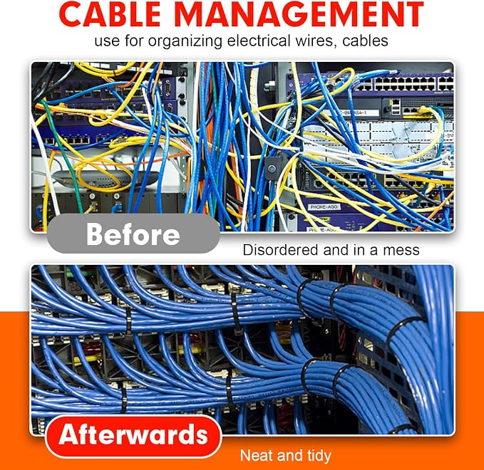 Zip Ties, RAZCC 1200pcs Black Cable Zip Ties 14 Inch, Heavy Duty Plastic Wire