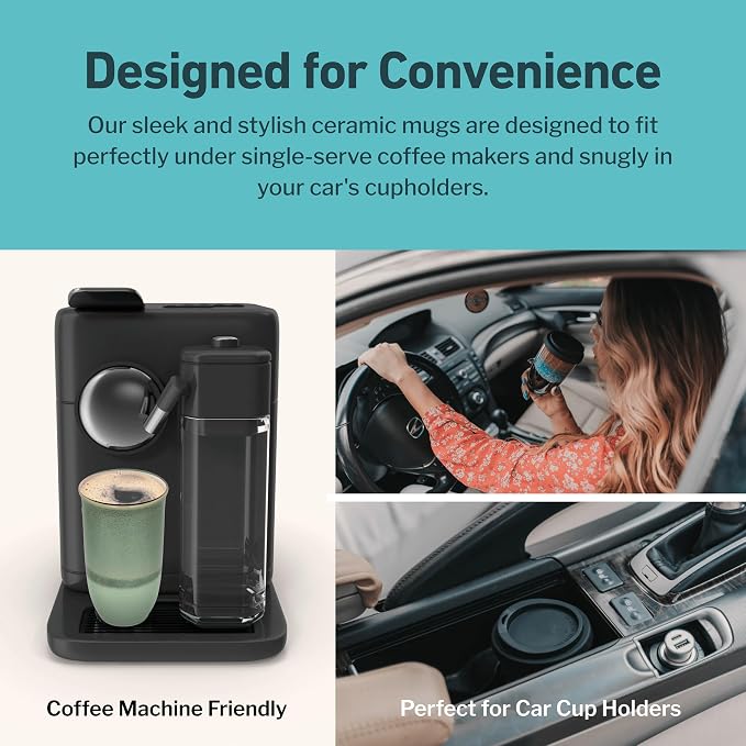 NOVA CERAMICS Coffee Travel Mug – Reusable Coffee – Microwave & Dishwasher Safe