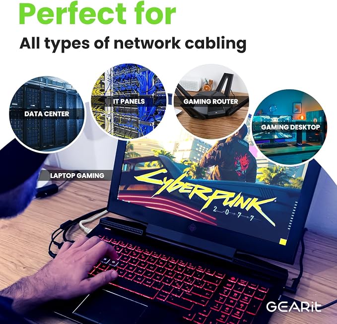 GEARit Cat 6 Ethernet Cable Cat6 Network Patch, Snagless Cord, Internet