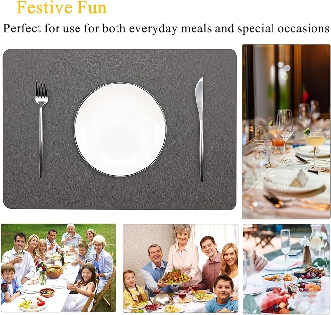 Placemats Set of 6, Faux Leather Place Mats