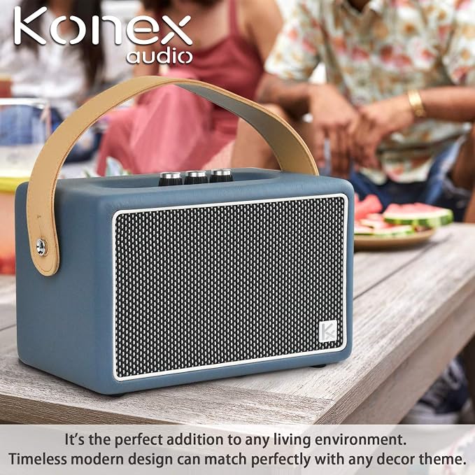 Vintage Bluetooth Speakers, KONEX 40W Leather Portable Wireless Speaker