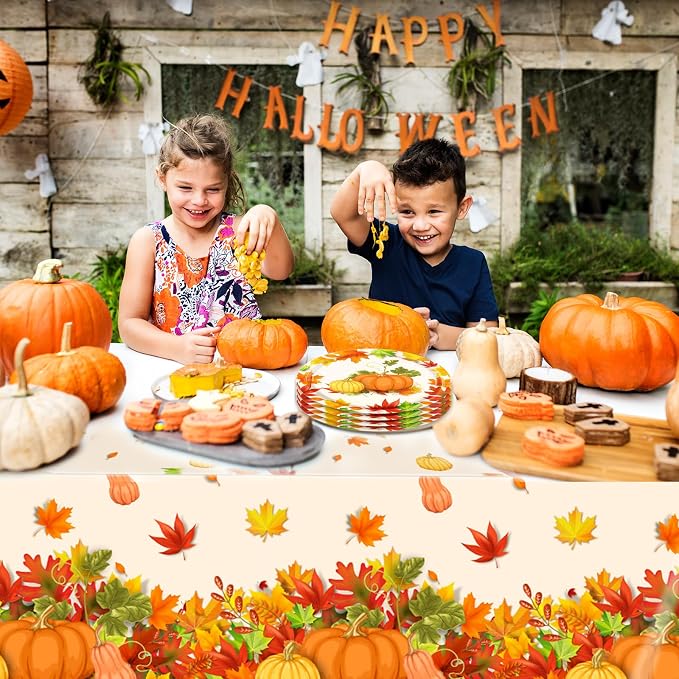 41Pcs Thanksgiving Party Decorations, Fall Paper Plates Napkins Tablecloth