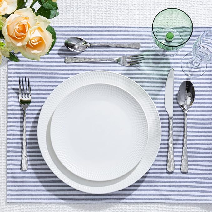 Silverware Set for 12, 60 Piece Flatware Set, 18/10 Stainless Steel | Hammered