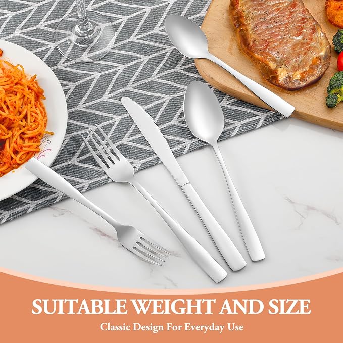 40 Pcs Silverware Set, Stainless Steel Flatware Set