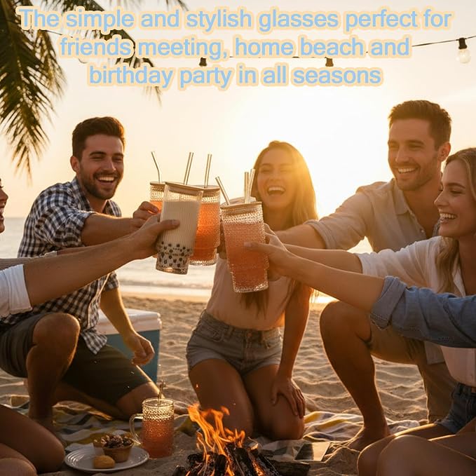 16 oz Ribbed Glass Tumbler