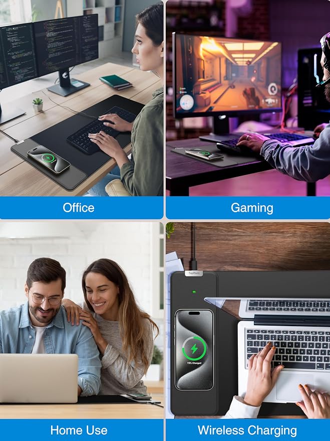 TopMade Wireless Charging Mouse Pad, Gaming Mousepad
