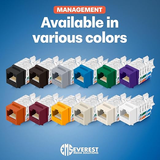 Everest Media Solutions 45° Angled CAT6A Keystone Jack in Ivory