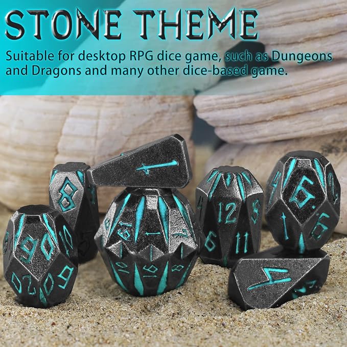 Dungeons and Dragon Dice of 7, Metal Dice Set D and D Polyhedral DND Dice Set