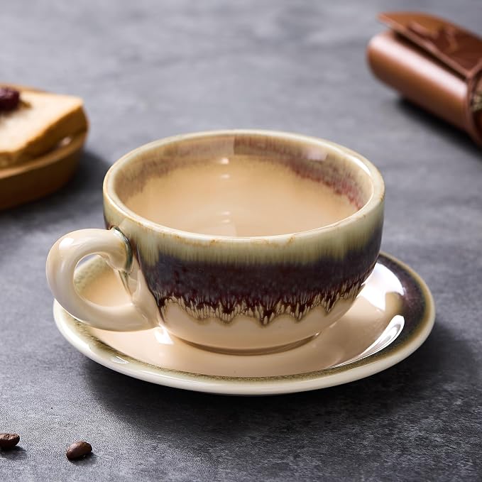 Coffeezone Vintage Design 12 oz Ceramic Latte Art Cappuccino Barista Cup
