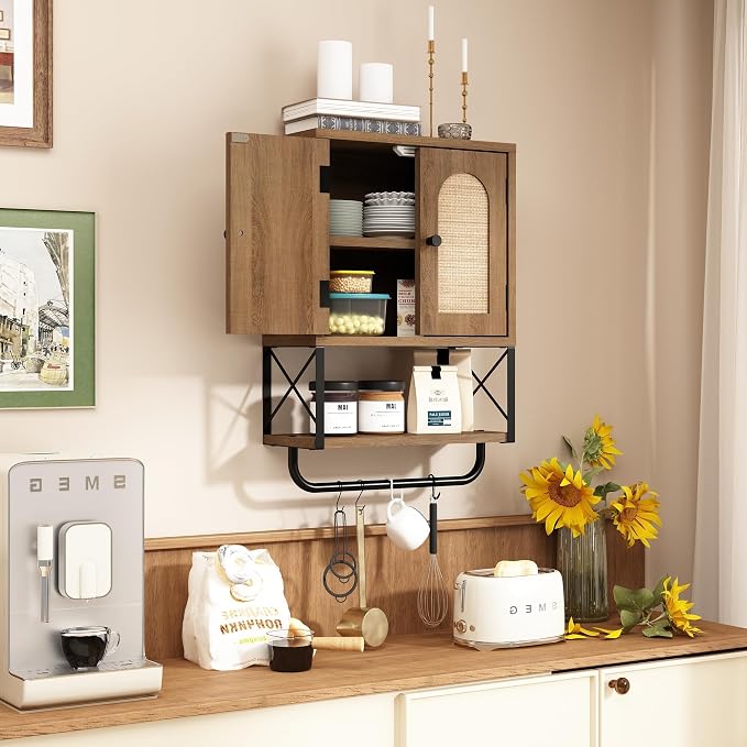 Rattan Bathroom Wall Cabinet