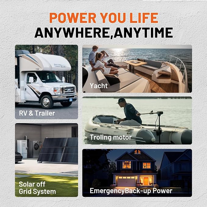 12V 310Ah LiFePO4 Lithium Battery – Max. 3968Wh Solar/RV/Off-Grid Power