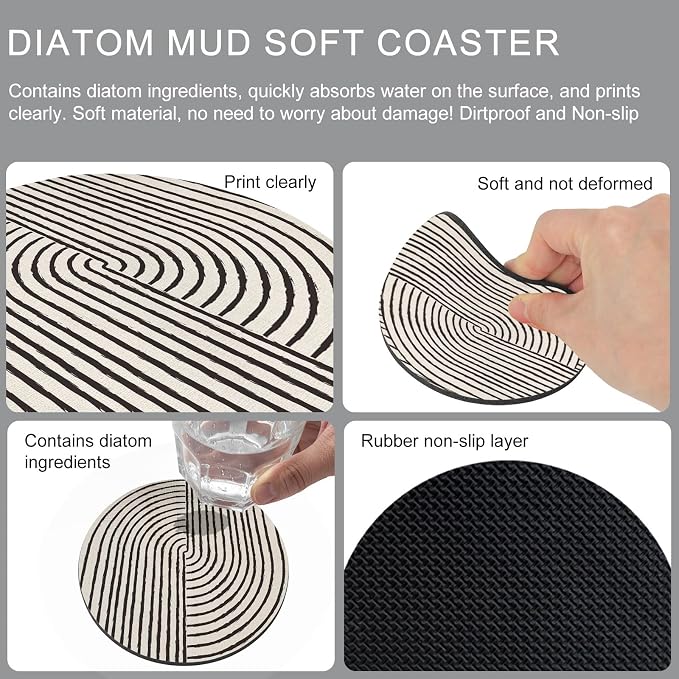 Abstract Geometric Coasters Set of 4, Absorbent Coasters