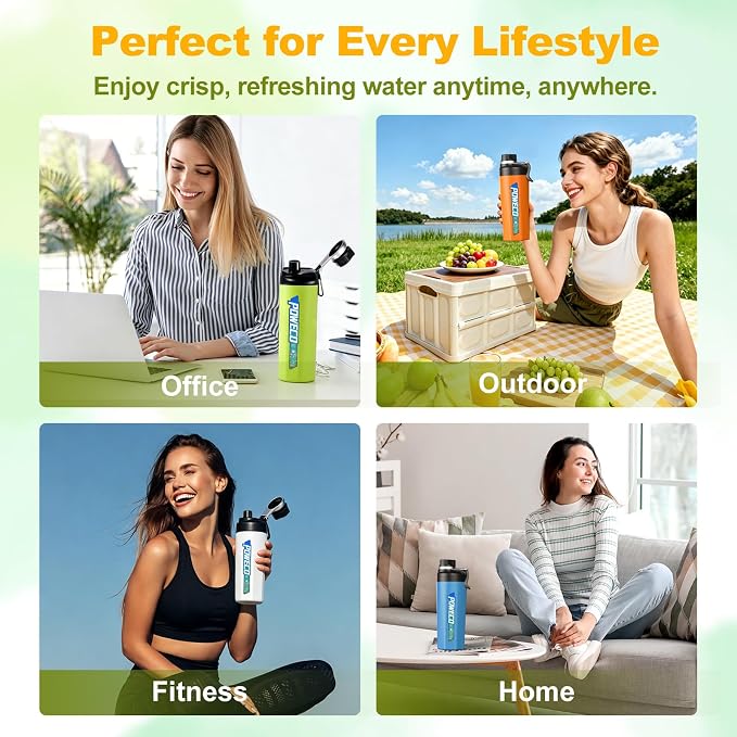 Ceramic Lined Water Bottle, 18 oz Insulated Travel Mug