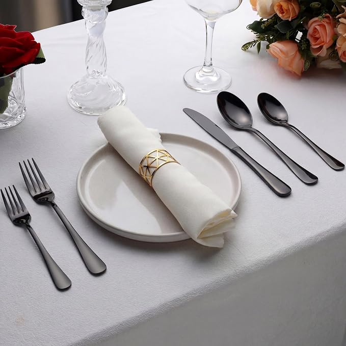 LIANYU 20 Piece Black Silverware Set, Stainless Steel Flatware Cutlery Set |