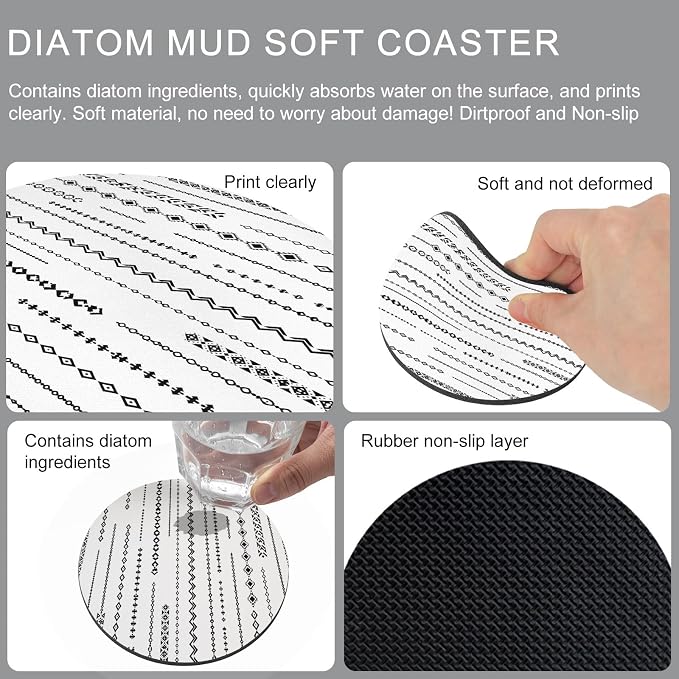 Modern Abstract Coasters Set of 6, Absorbent Coasters