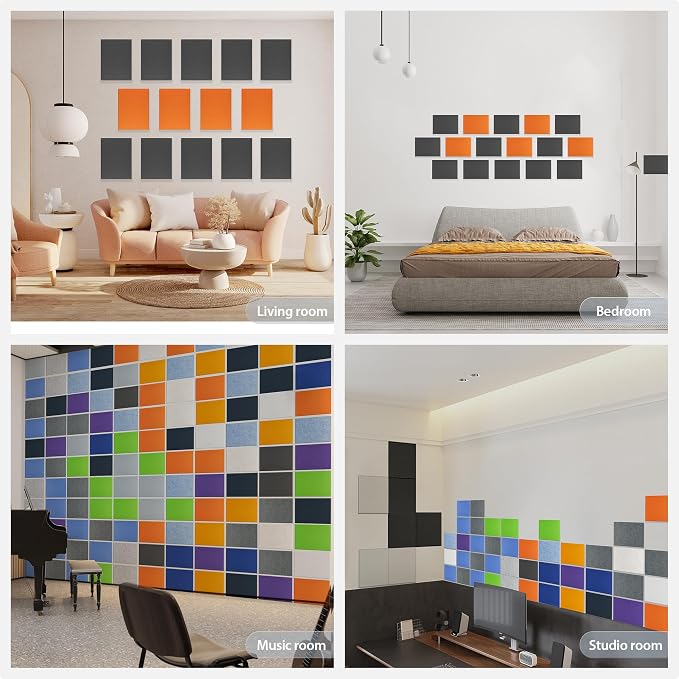 12 Pack Acoustic Panels Self Adhesive Sound Proof Foam, High Density Sound