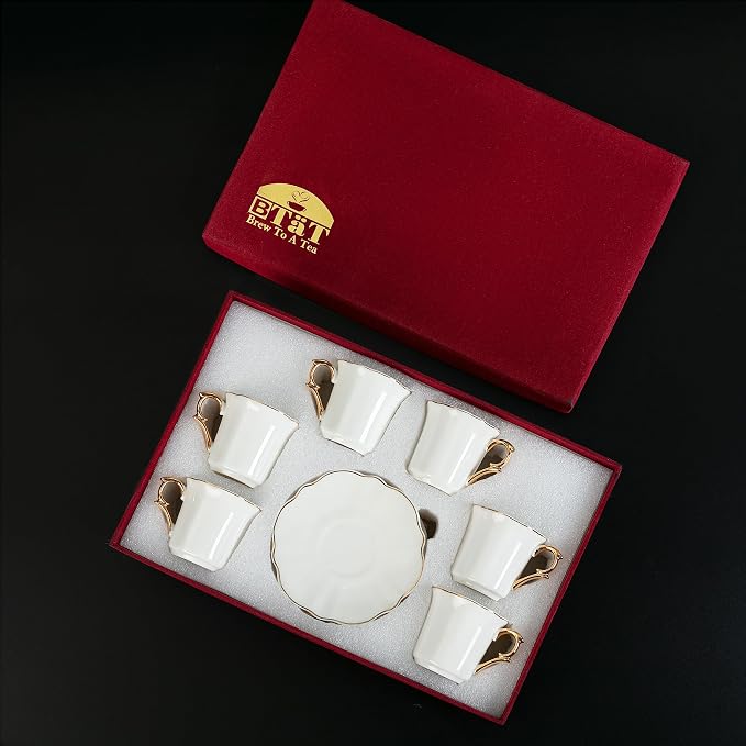 BTaT- Porcelain Espresso Cups Set, 3 oz, 6 Set, Small Coffee Mugs