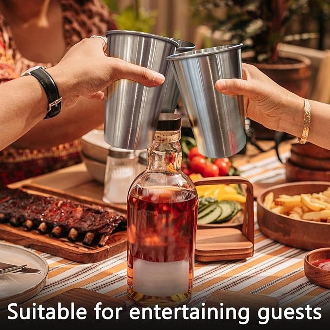 5 Pack Stainless Steel Cups, 17oz Metal Drinking Glasses, Suitable