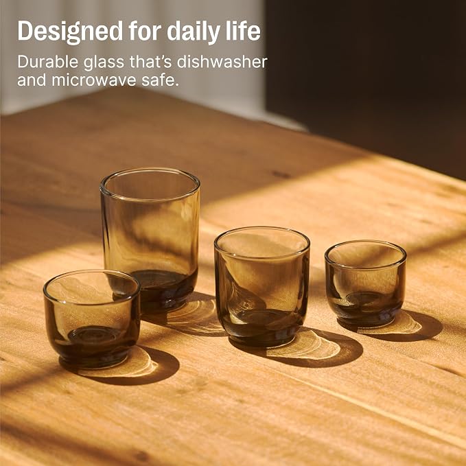 Fellow Pirch Cortado Cups 4.5 oz, Soda Lime Glass Woodland | Curved Interior