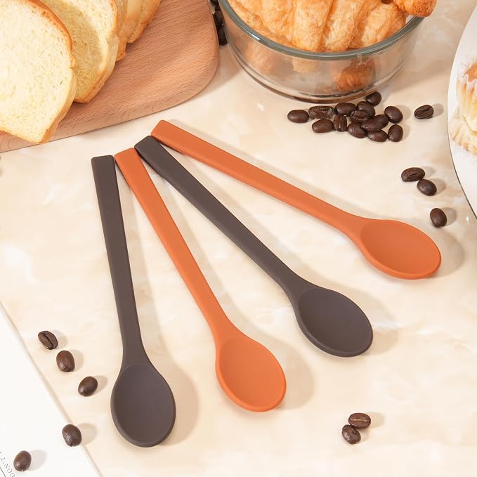 4PCs Silicone Stirring Spoons for Coffee Tea | 6.85-Inch Coffee&Espresso