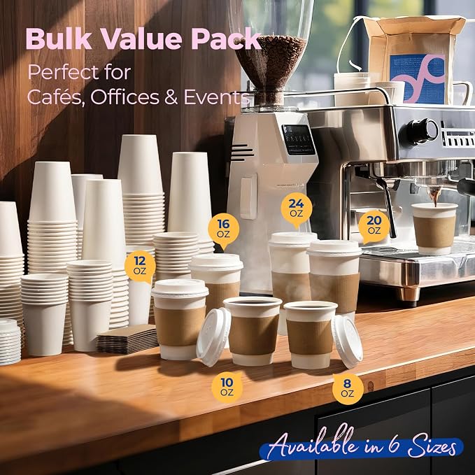 Fit Meal Prep 50 Pack 12 oz Disposable Coffee Cups