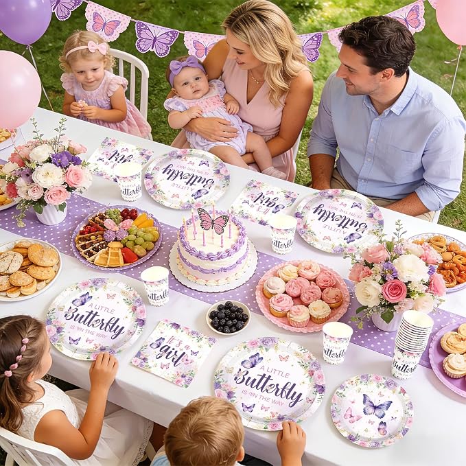250 Pcs Butterfly Baby Shower Decorations, Serves 50 | A Little Butterfly is on