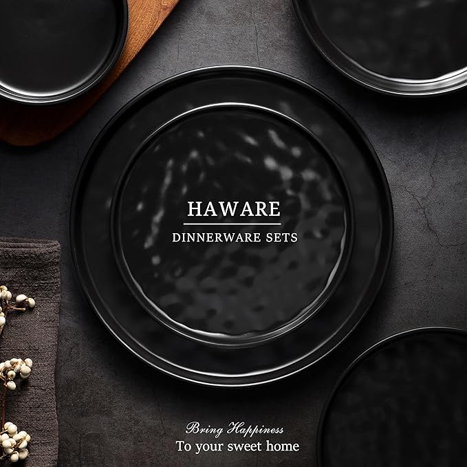 HaWare Dinnerware Sets, 24-Piece Stoneware Dish Set