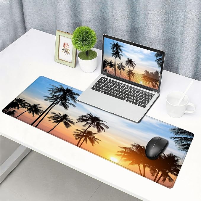 Large Gaming Mouse Pad with Stitched Edges, Extended Desk Mousepad with