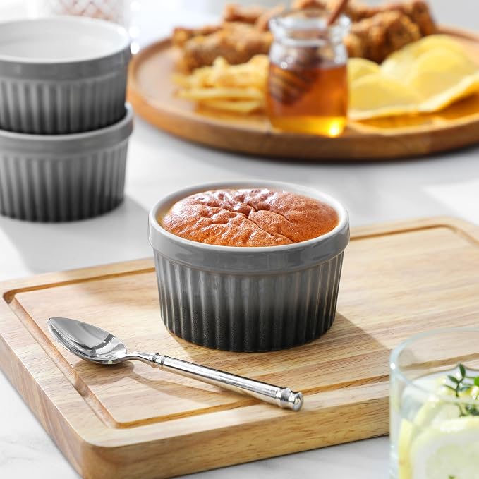 MALACASA Ramekins 8 oz Oven Safe, Large Ceramic Souffle Dishes