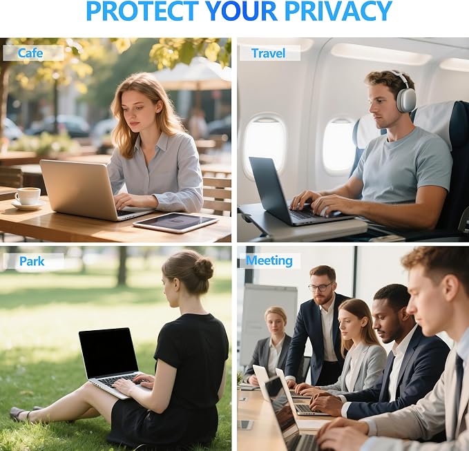 4-Way Laptop Privacy Screen Shield 15.6 Inch, Removable 16:9 Aspect 360°