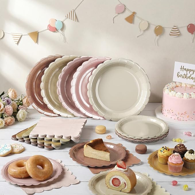 110 Pcs Boho Party Supplies Plates and Napkins Tableware Set Serve 25 Guests