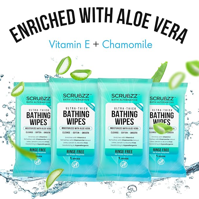 Extra Large Bath Wipes for Adults No Rinse