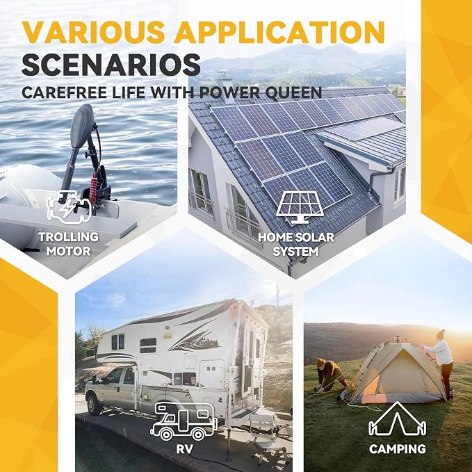 Power Queen 12V 300Ah Deep Cycle Battery, LiFePO4 Lithium Battery, Max.3840Wh