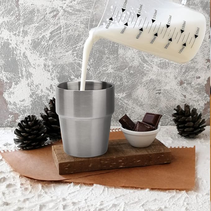 Beasea Stainless Steel Insulated Cup, 10 oz Stackable Stainless Steel Cups Set