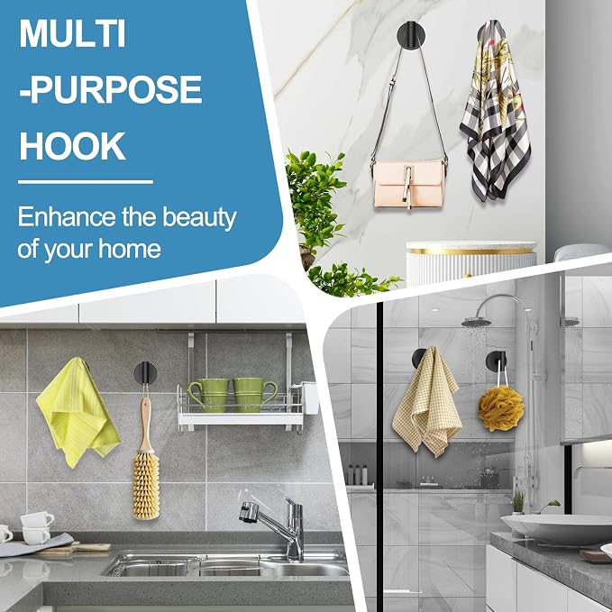 Suction Cup Hooks for Shower, No Drill Towel Hooks for Bathroom | Shower Hooks