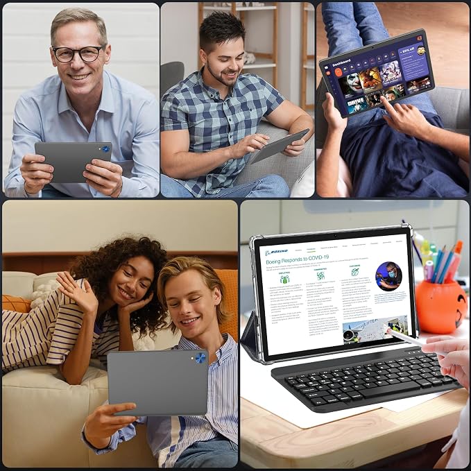 Android 15 Tablet with Keyboard, 26GB+256GB, 10.1 Inch Tablet 8000 mAh Battery