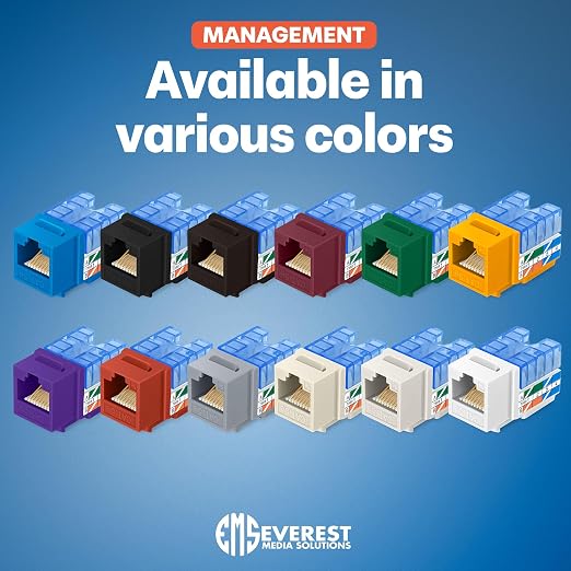 Everest 90° Angled RJ45 Cat5e Keystone Jacks 10-Pack in Gray