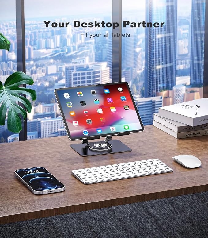 Swivel Tablet Stand with 360 Rotating Base, Adjustable Holder