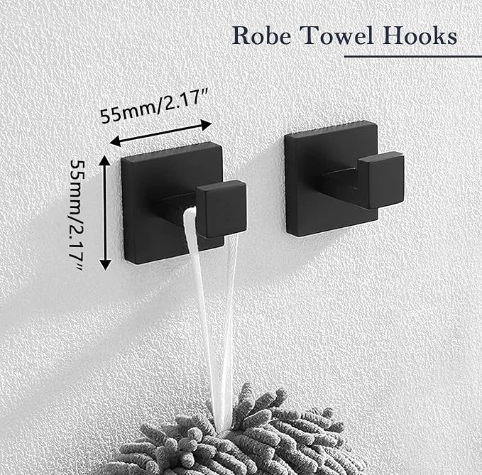Bathroom Accessories Towel Bar Set: 20 Pieces Matte Black Bathroom