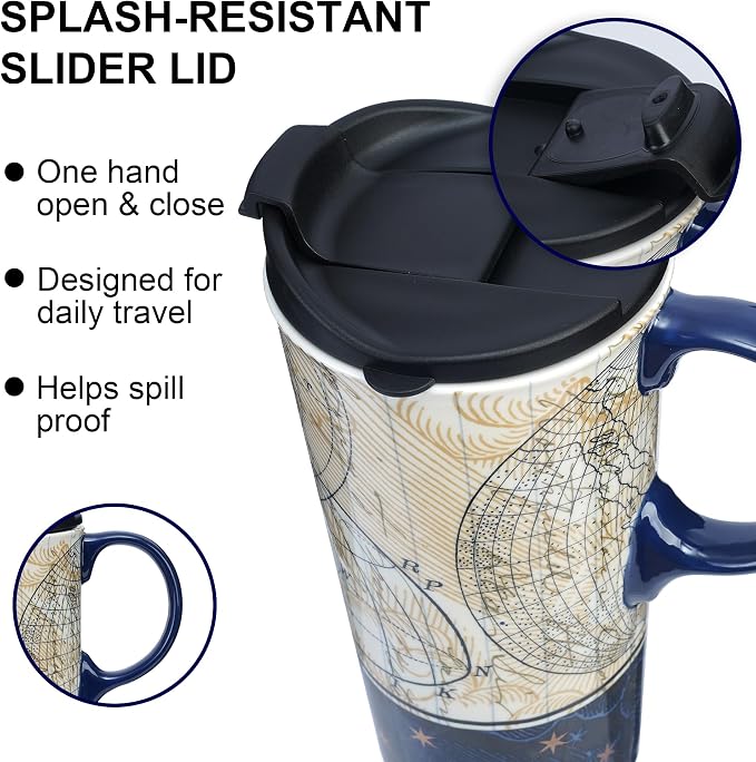Topadorn 17oz Ceramic Travel Coffee Mug